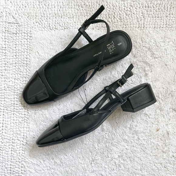 NWT - Women’s Slingback Cap Toe Block Heel Sandals, Size 6 - Time & Tru - Picture 2 of 12